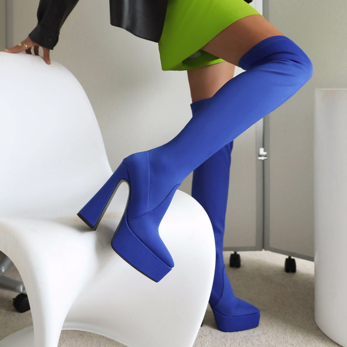 Satin Cloth Platform Over-the-knee Boots