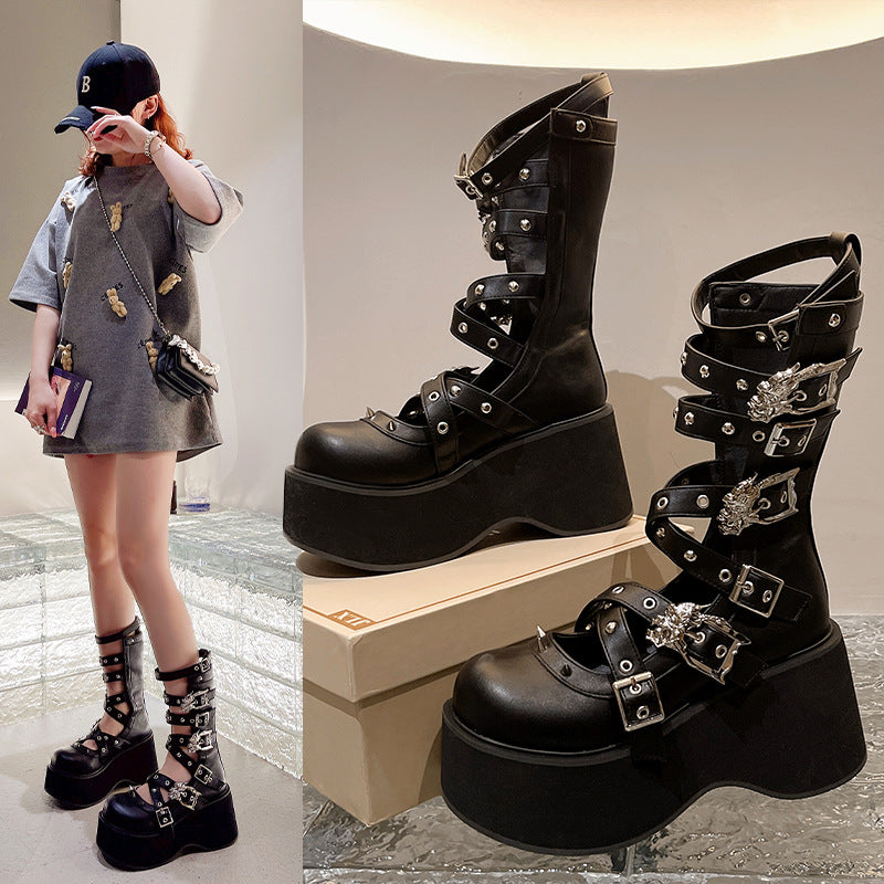 Thick Bootie Rivet Thick Bottom Muffin Female Ankle Boots