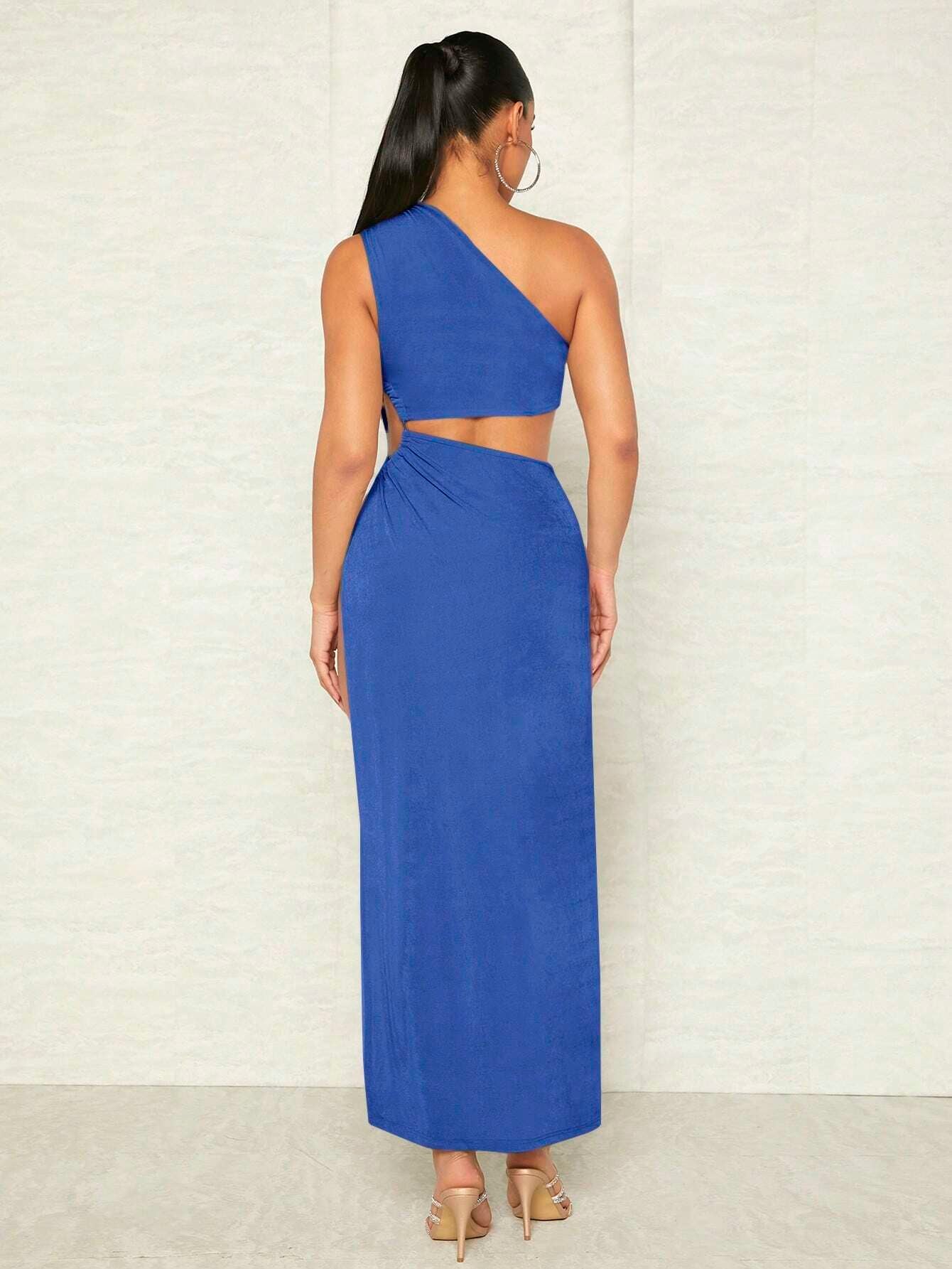 SHEIN BAE Cut Out One Shoulder Slit Thigh Dress