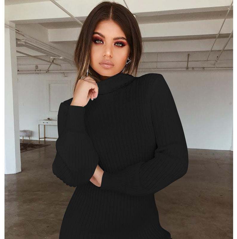 Collar Slim Fit Long Sleeves Dress