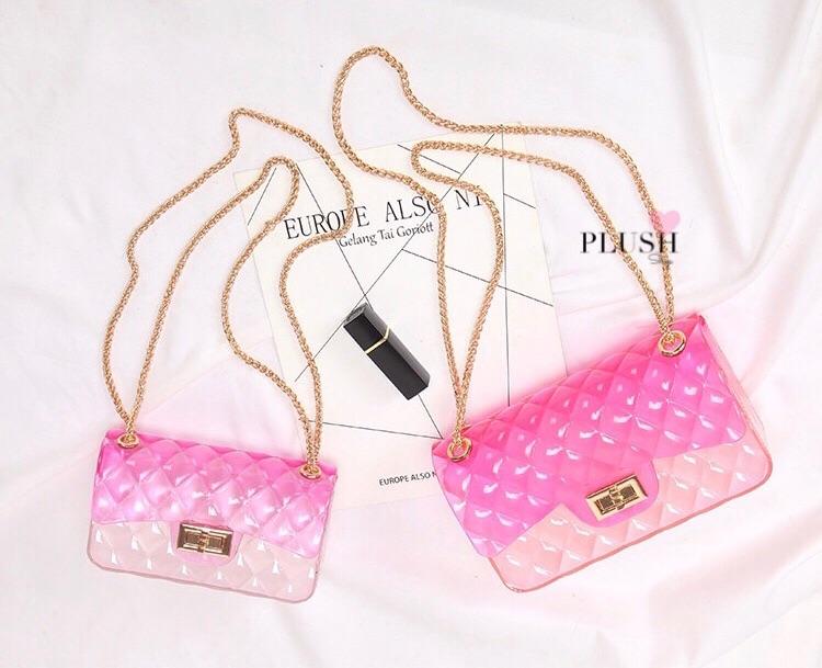 Ins super fire transparent mini bag female 2021 summer new jelly chain bag gradient wild Messenger bag