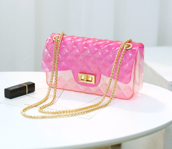 Ins super fire transparent mini bag female 2021 summer new jelly chain bag gradient wild Messenger bag