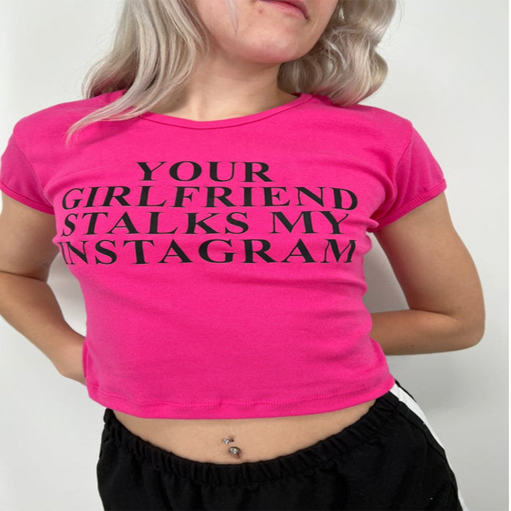 Round Neck Short Sleeve Letter Women's Printed Wear Top T-shirt