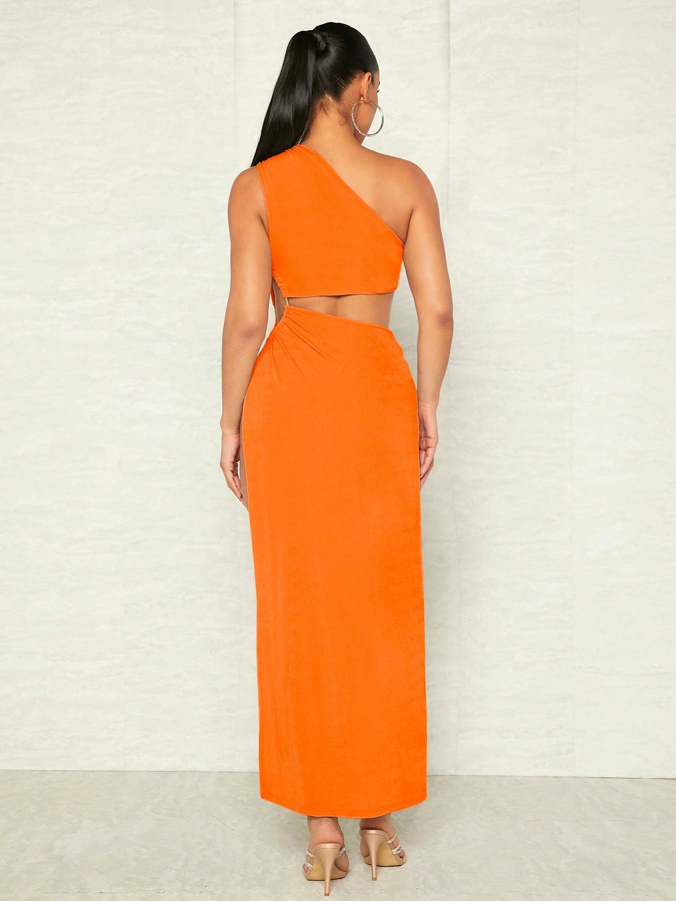 SHEIN BAE Cut Out One Shoulder Slit Thigh Dress