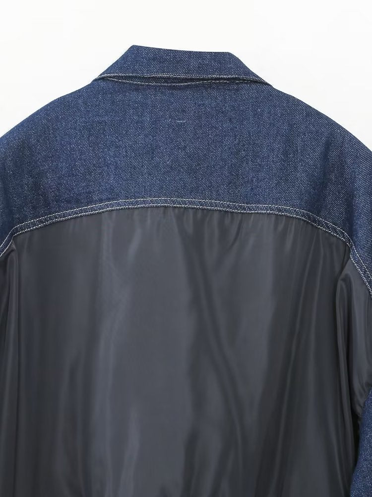 Women's Casual Patchwork Denim Pilot Jacket Coat