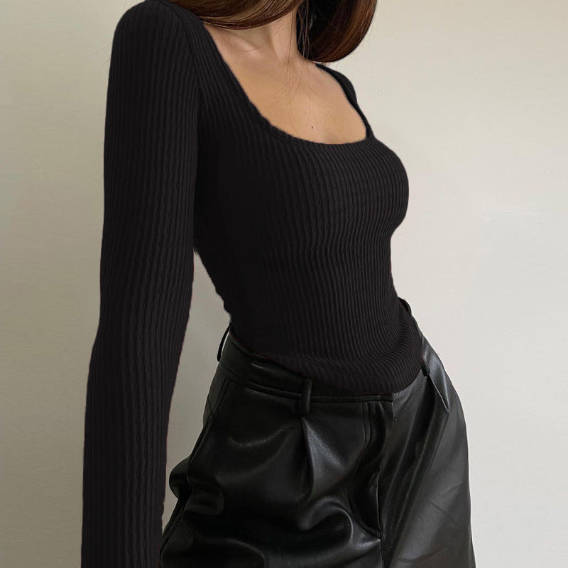 Women's Ribbed Long-sleeved Top T-shirt
