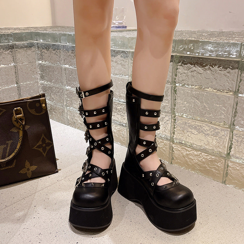 Thick Bootie Rivet Thick Bottom Muffin Female Ankle Boots