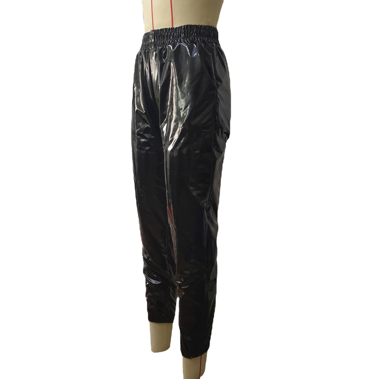 Super Bright PU Casual Women's Leather Sweatpants