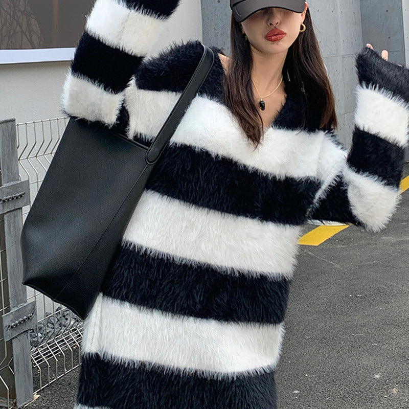 Women's Striped Long Knitted Dress