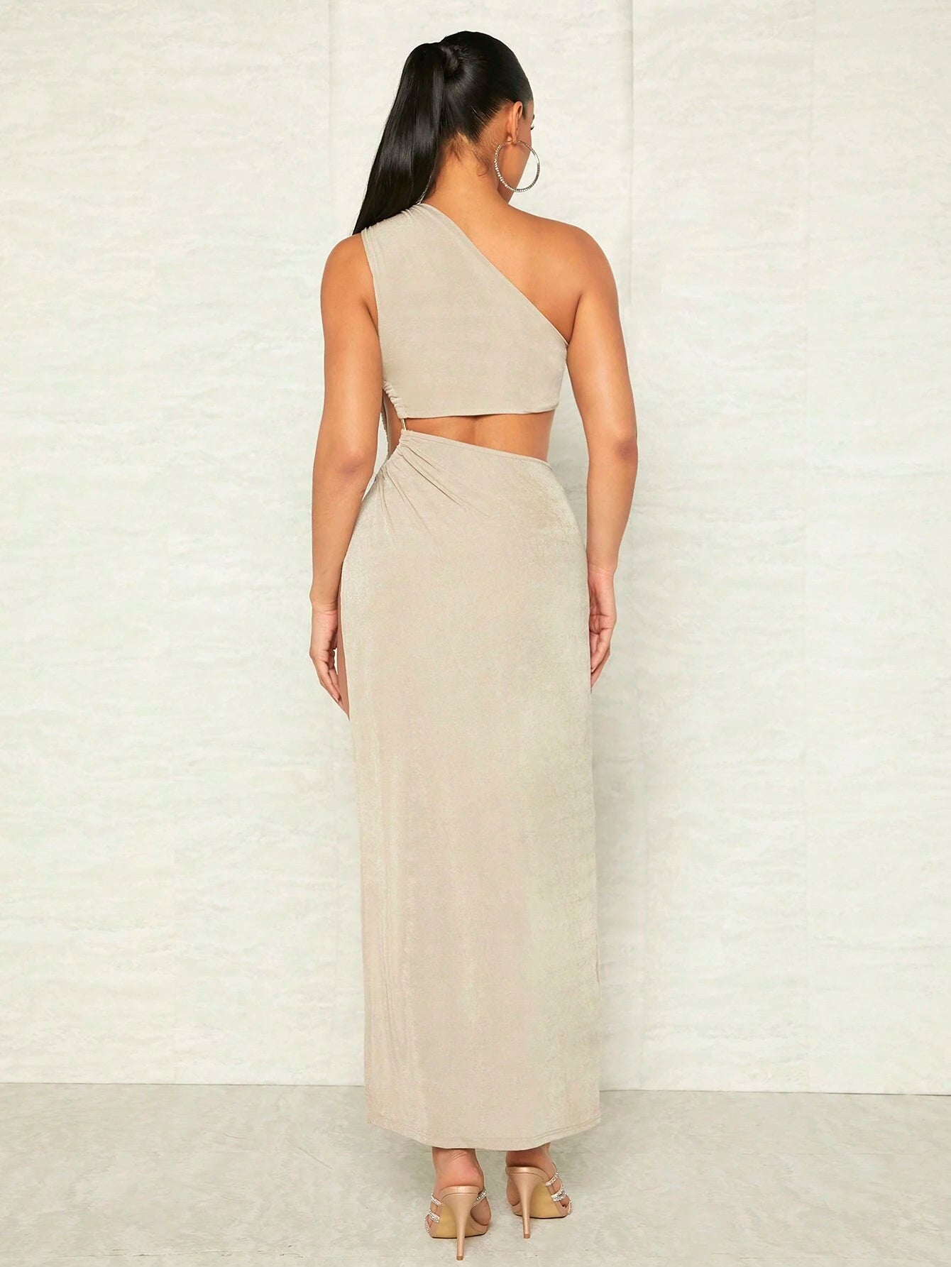 SHEIN BAE Cut Out One Shoulder Slit Thigh Dress