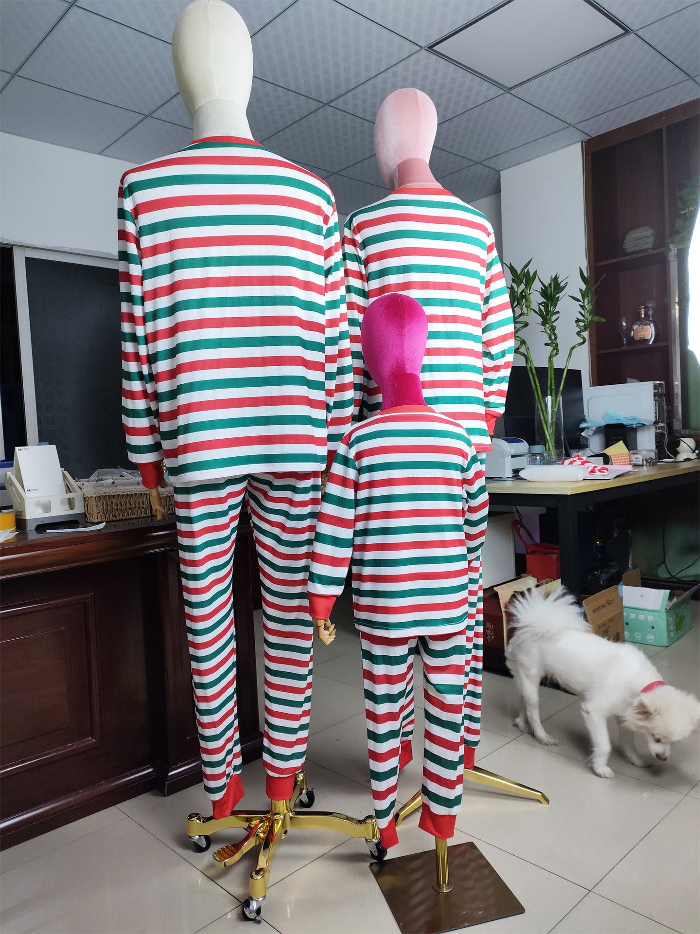 Women's Christmas Parent-child Wear Striped Round Neck