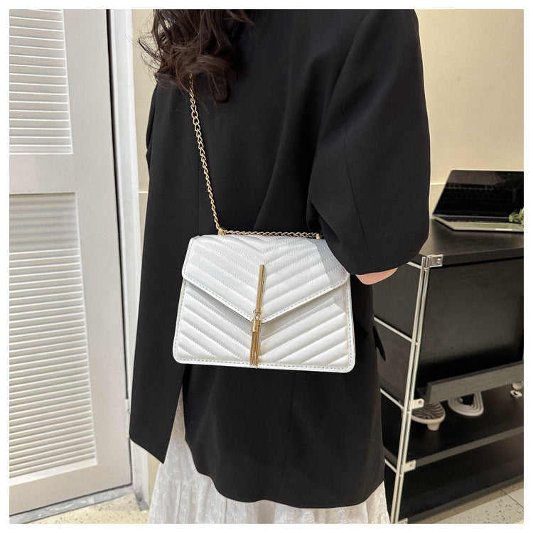 Chain Tassel Shoulder Crossbody Small Square Bag