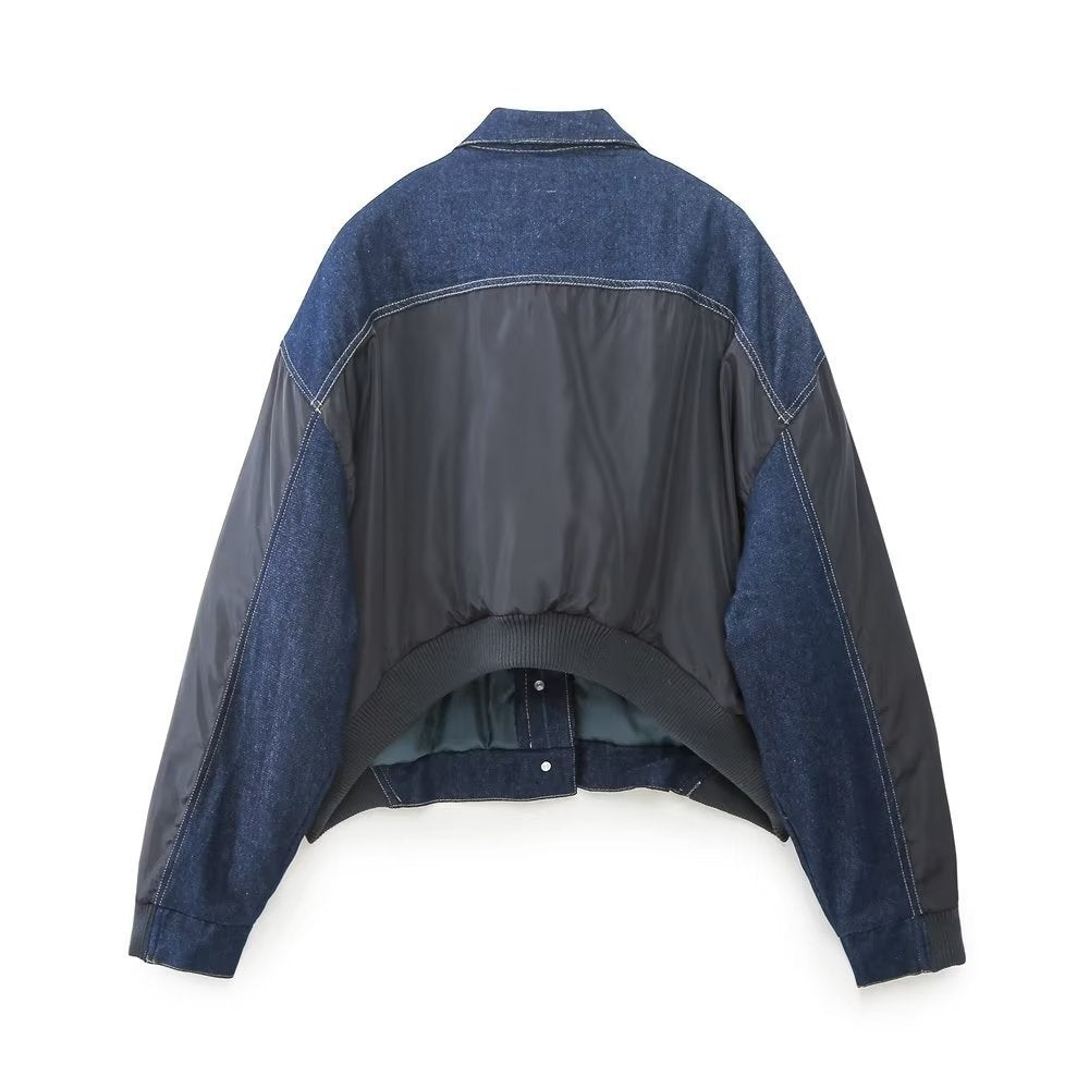 Women's Casual Patchwork Denim Pilot Jacket Coat