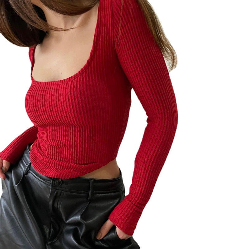 Women's Ribbed Long-sleeved Top T-shirt