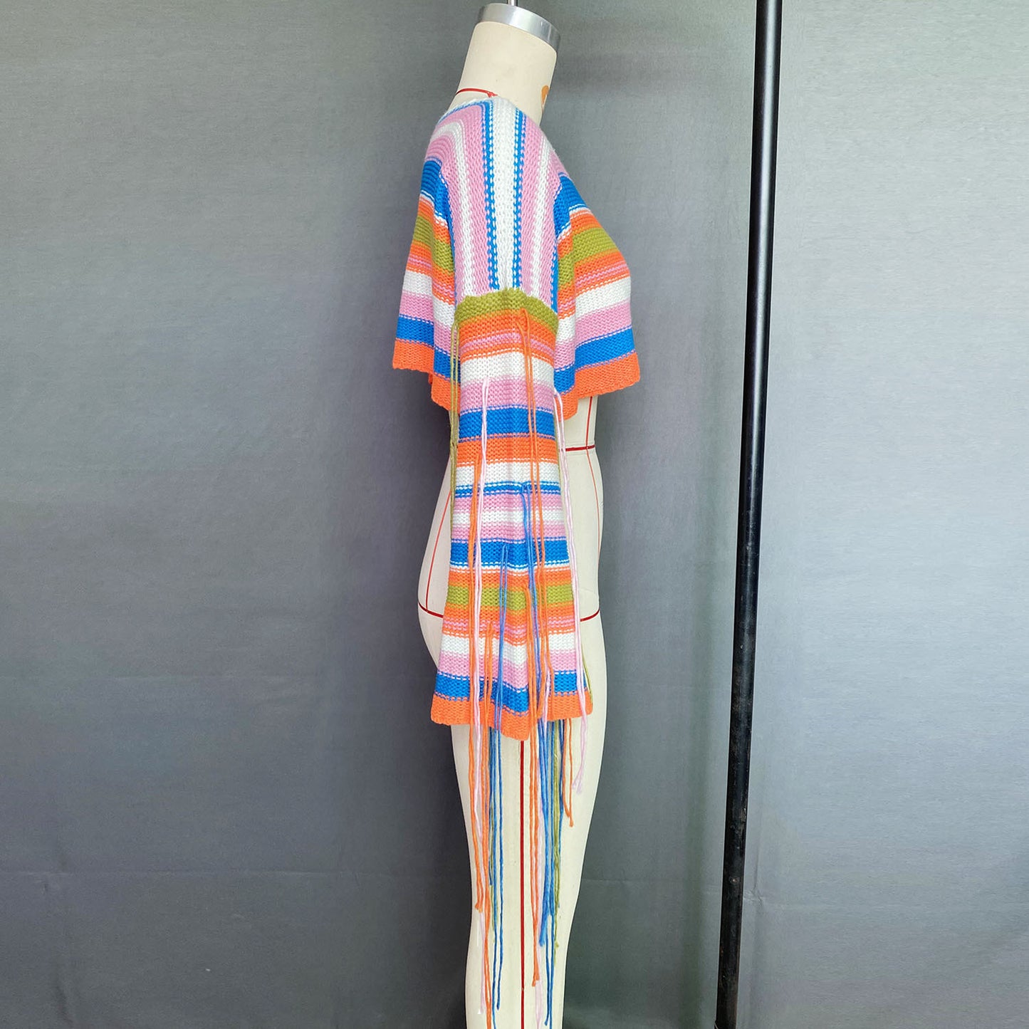 Best Selling Women's Clothes Rainbow Tassel Vacation Style Loose Sweater