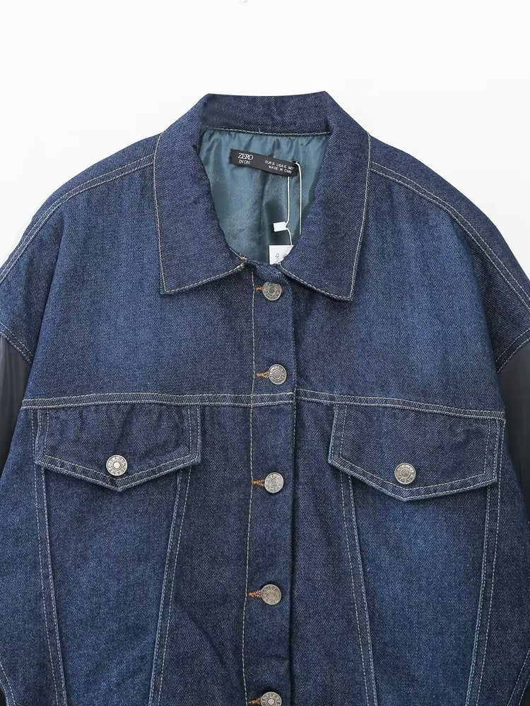 Women's Casual Patchwork Denim Pilot Jacket Coat