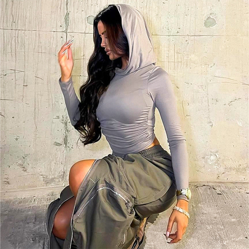 Hooded Long-sleeved T-shirt Female Personality