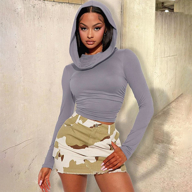 Hooded Long-sleeved T-shirt Female Personality