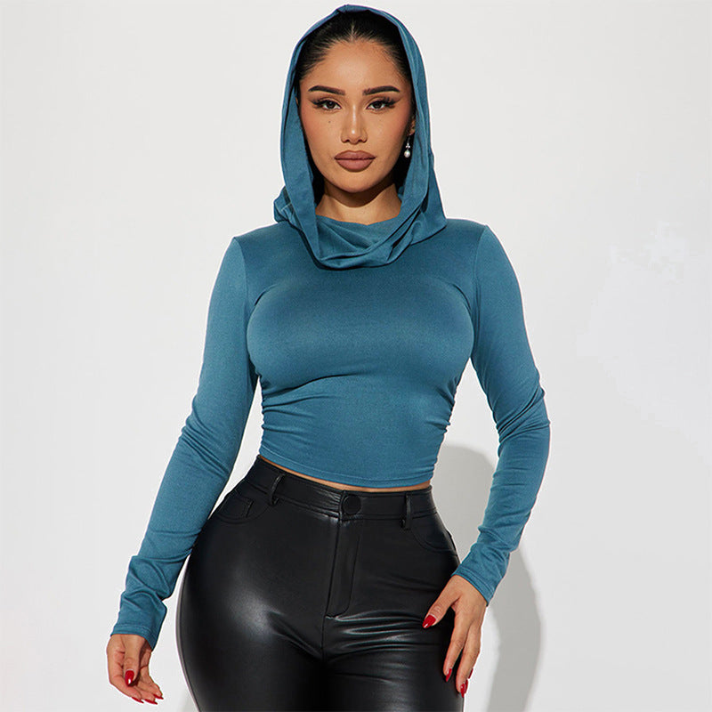 Hooded Long-sleeved T-shirt Female Personality