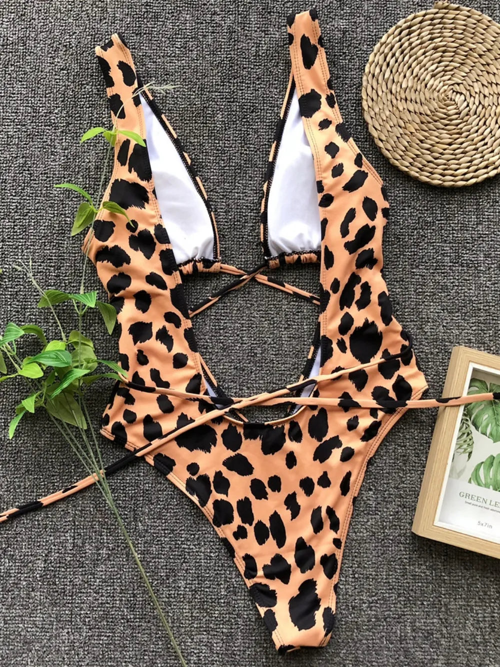 Backless Lace-Up Swimsuit