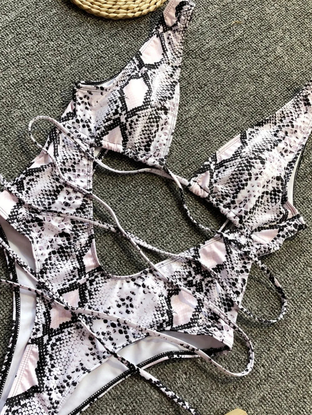 Backless Lace-Up Swimsuit