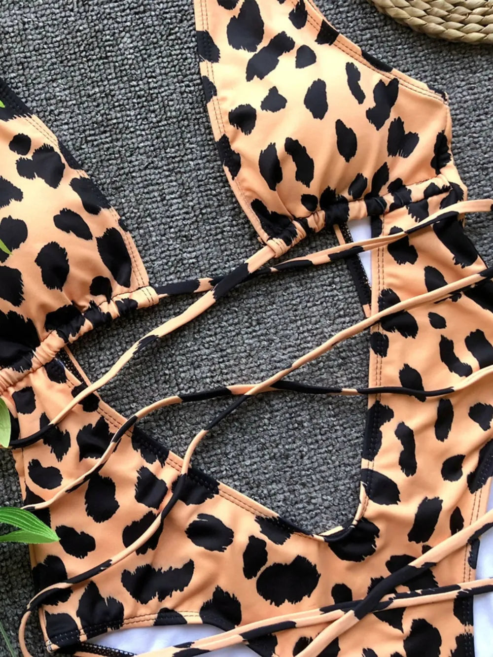 Backless Lace-Up Swimsuit
