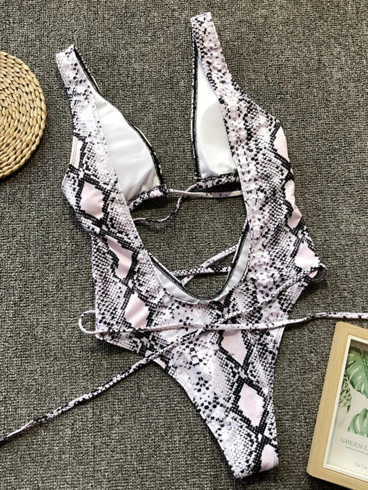 Backless Lace-Up Swimsuit