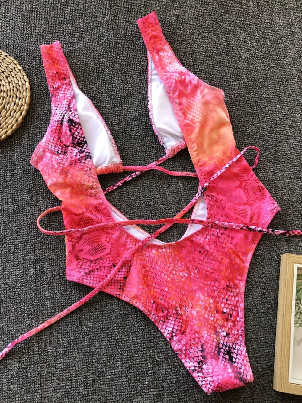 Backless Lace-Up Swimsuit