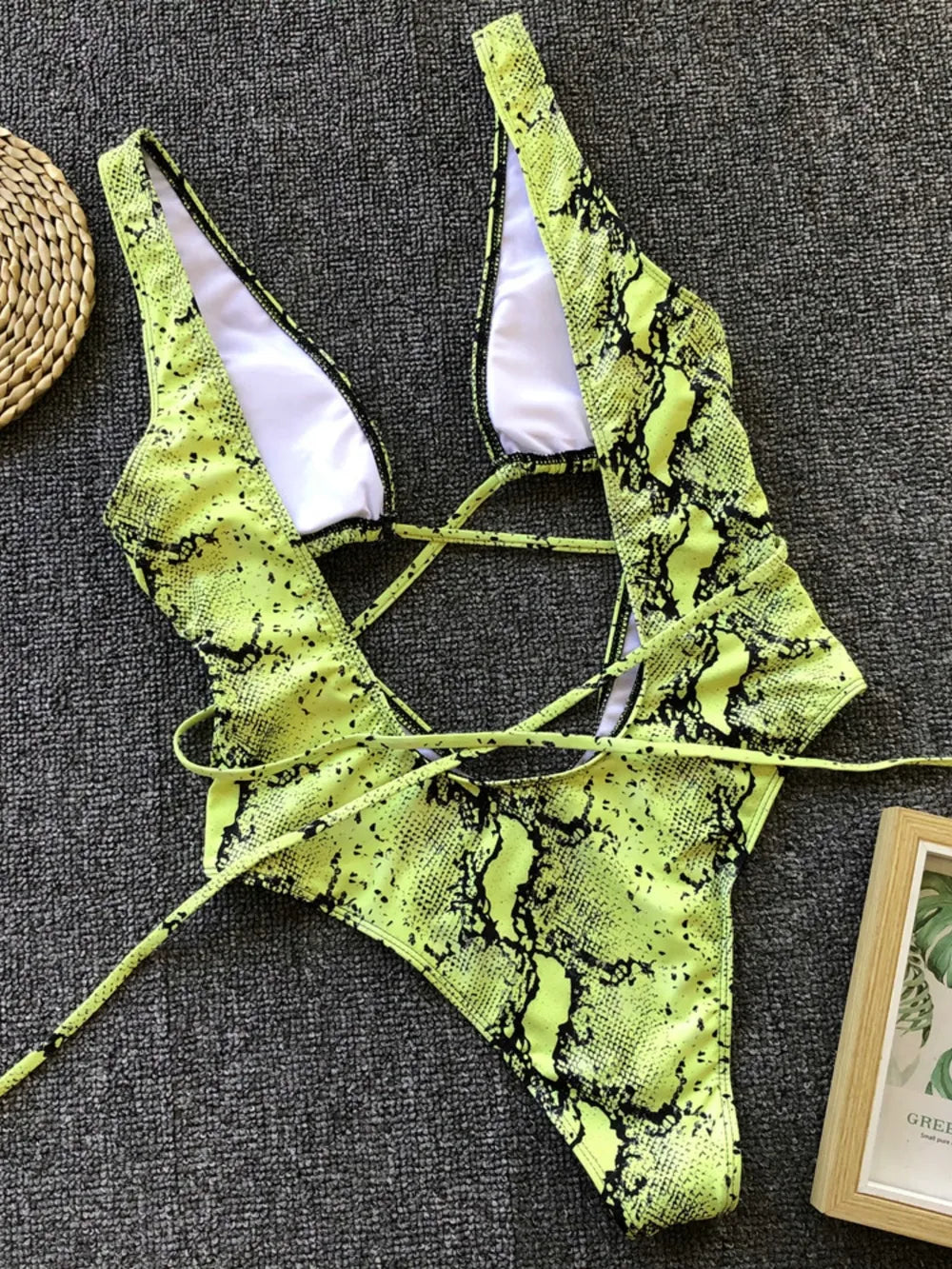 Backless Lace-Up Swimsuit