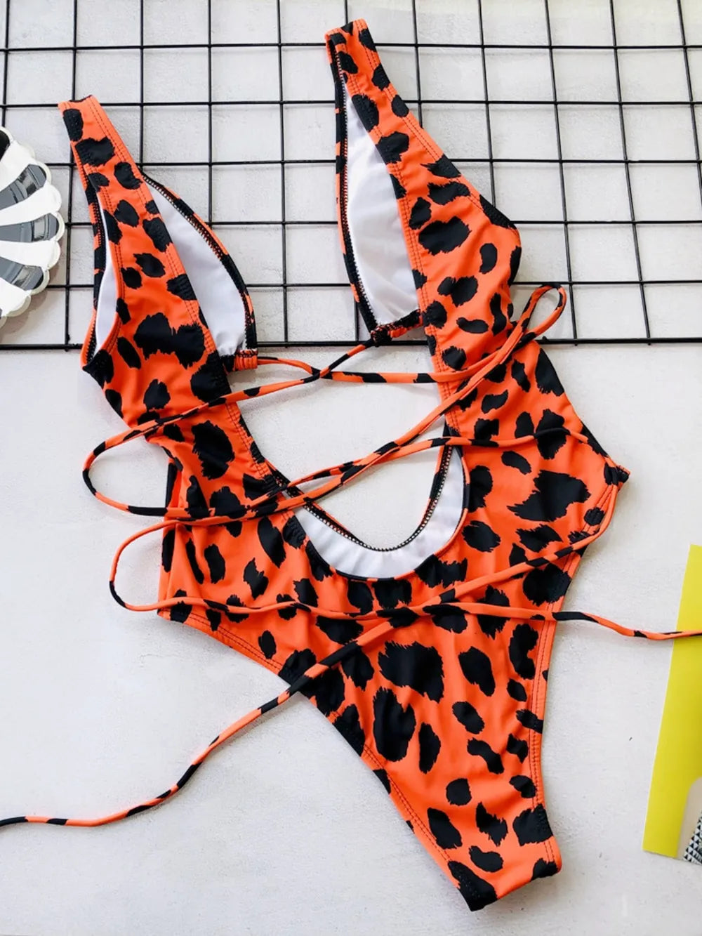 Backless Lace-Up Swimsuit